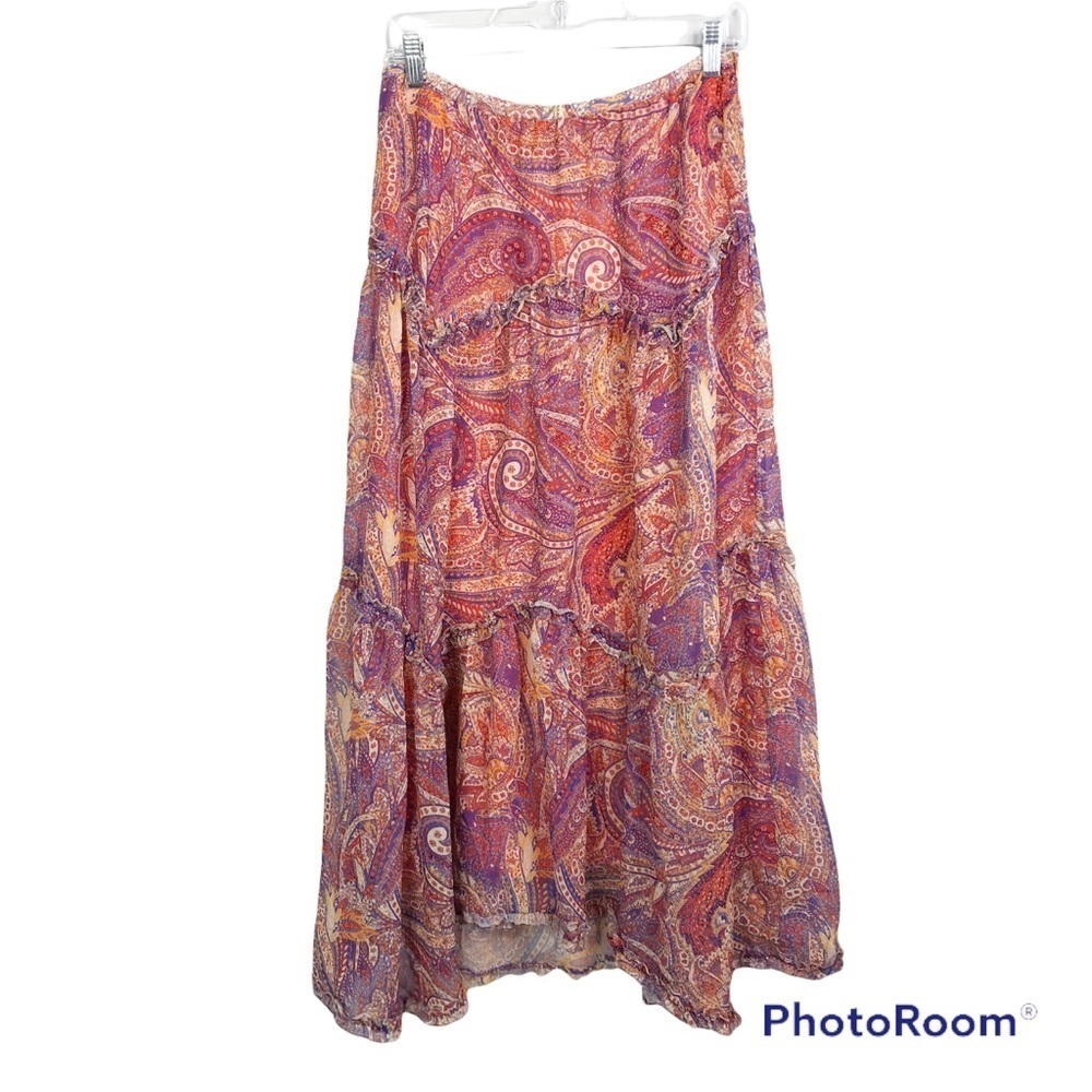 See U Soon muticolored paisley print tiered skirt size 4 nwt